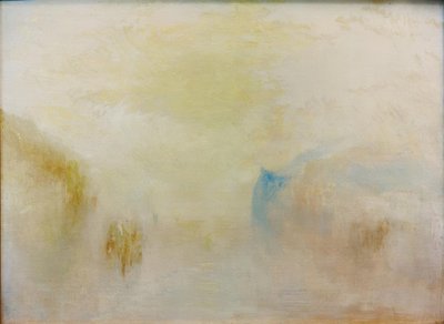 Zonsopgang met een Boot tussen Kliffen door Joseph Mallord William Turner
