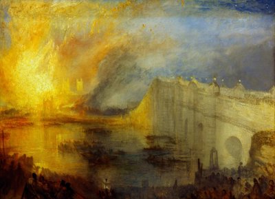 De brand van het Hogerhuis en Lagerhuis, 16 oktober door Joseph Mallord William Turner