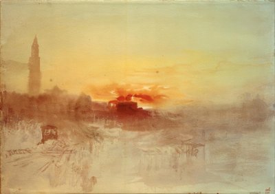 Venetië bij zonsopgang vanaf Hotel Europa, met de Campanile door Joseph Mallord William Turner