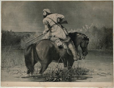 Het laatste schot van de pelsjager (litho) door William Tylee Ranney