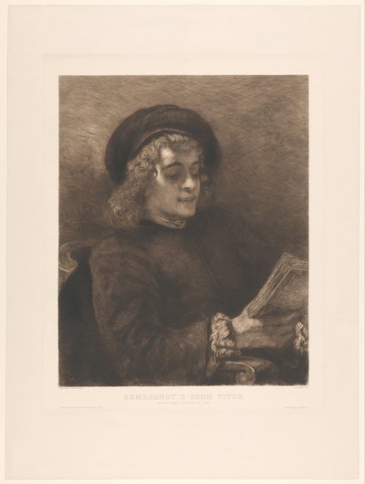 Rembrandts zoon Titus. Naar Rembrandt. Verlag der Gesellschaft f. vervielf. Kunst in Wien door William Unger