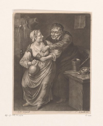 Herberginterieur met drinkende man en vrouw door William Vincent