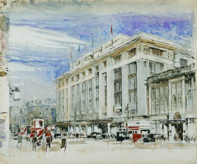 Een Perspectiefontwerp voor Derry en Toms, Kensington High Street door William Walcot