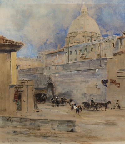 Het Vaticaan: het Heilig Officie en de Koepel van Sint-Pieter, Rome door William Walcot