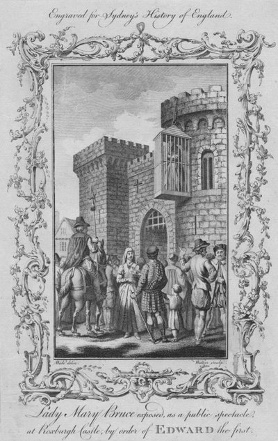 Lady Mary Bruce tentoongesteld als een publiek spektakel in Roxburgh Castle, op bevel van Edward I, 1773 door William Walker