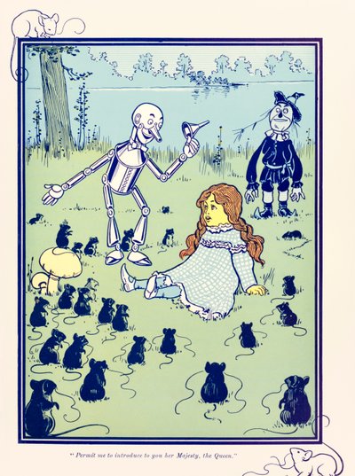 "Sta mij toe u voor te stellen aan Hare Majesteit, de Koningin." uit "De Wonderbaarlijke Tovenaar van Oz" door L. Frank Baum door William Wallace Denslow