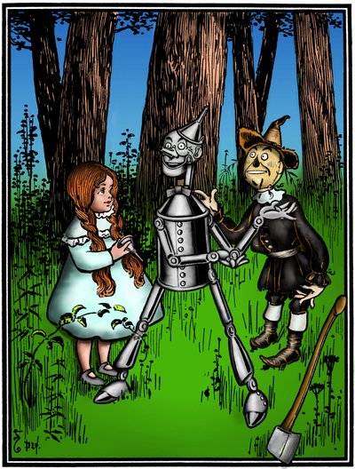 De Tovenaar van Oz: tekening door William Wallace Denslow voor de eerste editie in 1900 van Frank Baum