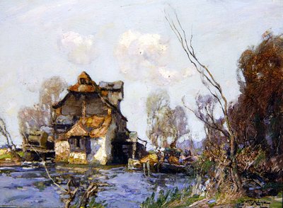 Oude molen aan de Ouse door William Watt Milne