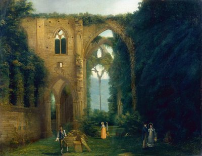 Newstead Abbey met de Laatste Rustplaats van Byrons Hond Botswain door William West