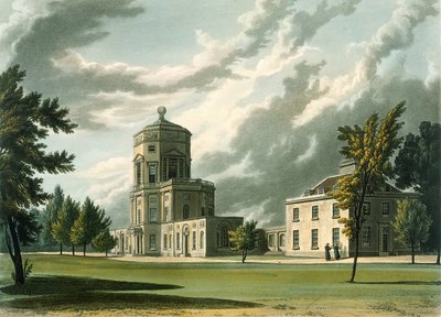 Exterieur van Het Astronomisch Observatorium, illustratie uit de Geschiedenis van Oxford door William Westall