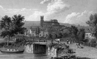 Hythe vanaf de Kanaalbrug, gegraveerd door E. Finden, 1829 door William Westall
