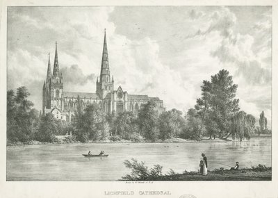 Lichfield Kathedraal - Zuid Uitzicht door William Westall