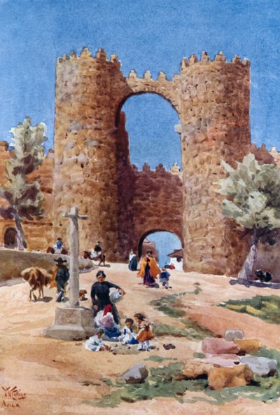 Poort in Avila, Puerta de San Vicente door William Wiehe Collins