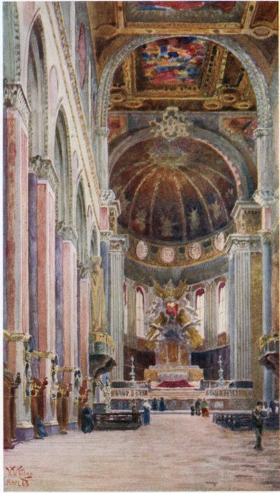 Napels. Interieur van de kathedraal door William Wiehe Collins