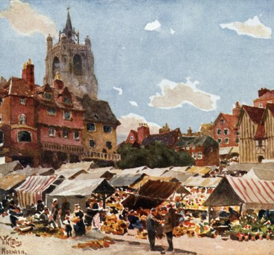 Norwich, de Markt door William Wiehe Collins