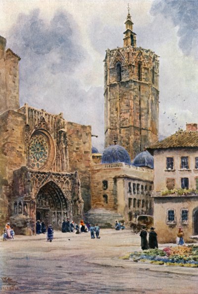 Valencia, deur van de kathedraal door William Wiehe Collins