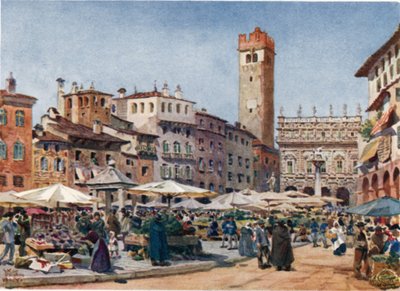 Verona. De markt door William Wiehe Collins