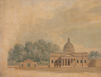 Elevatie van een Voorgesteld Gebouw voor Downing College, Cambridge door William Wilkins
