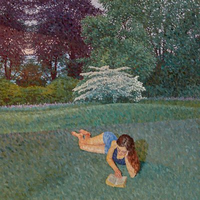 Meisje lezend met een landschap door William Wilkins
