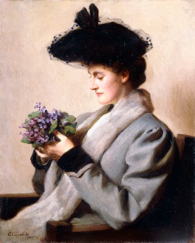 Het Bosje Viooltjes - Portret van een Vrouw, 1905 door William Worcester Churchill
