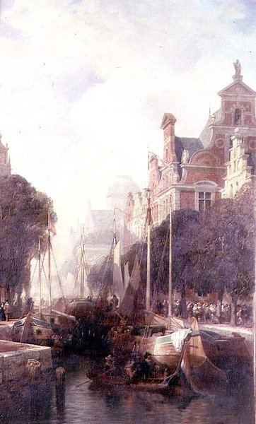 Een Uitzicht op een Kanaal in Rotterdam door William Wyld