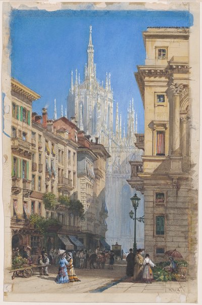 De Dom van Milaan vanaf een Zijstraat door William Wyld