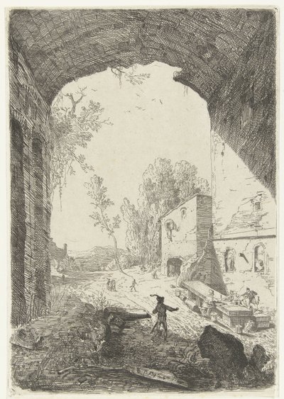 Herberg bij de Grotta della Ninfa Egeria door William Young Ottley