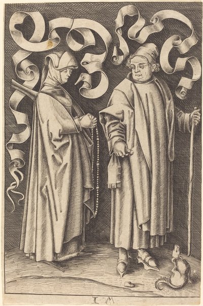De Kerkgangers door William Young Ottley after Israhel van Meckenem