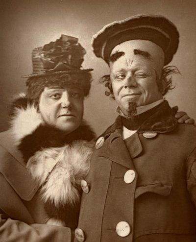 Harry Nicholls en Herbert Campbell, Britse acteurs de Koningin en de Koning, 1888 door William and Daniel Downey
