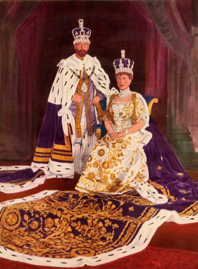 Hun Majesteiten Koning George V en Koningin Mary in hun kroningsgewaden door William and Daniel Downey