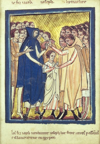 Jozef verkocht door zijn broers, uit een boek met Bijbelse afbeeldingen, c.1250 door William de Brailes  