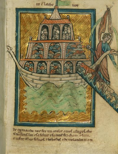 De dieren gaan de ark van Noach binnen, ca. 1250 door William de Brailes