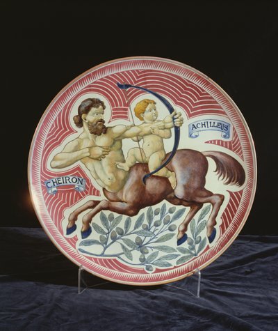 Schotel met afbeelding van Cheiron en Achilleus door William de Morgan