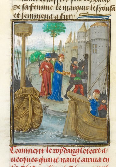 Richard I landt in Sicilië, illustratie uit 
