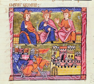 Ms 828 f.189r Raad van Akko en het Beleg van Damascus, Tweede Kruistocht, uit de 