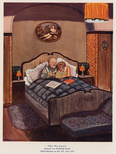 Koppel kijkt naar erotische boeken in bed door Willibald Krain