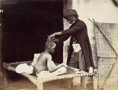 Indiase kapper, 1860s door Willoughby Wallace Hooper