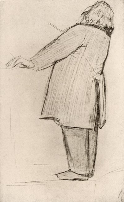 Johannes Brahms (1833-1897) Duitse componist, dirigeert (tekening) door Willy von Beckerath