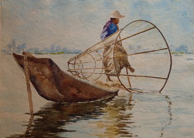 916 Beenroeier, Inle Lake door Wilson Clive