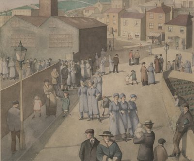 Vertrek uit de munitiefabriek door Winifred Knights