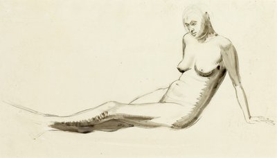 Zittende naakt, c.1919 door Winifred Knights