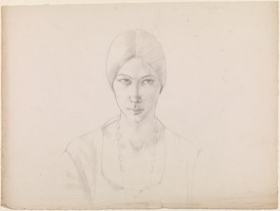 Zelfportret (potlood op papier) door Winifred Knights