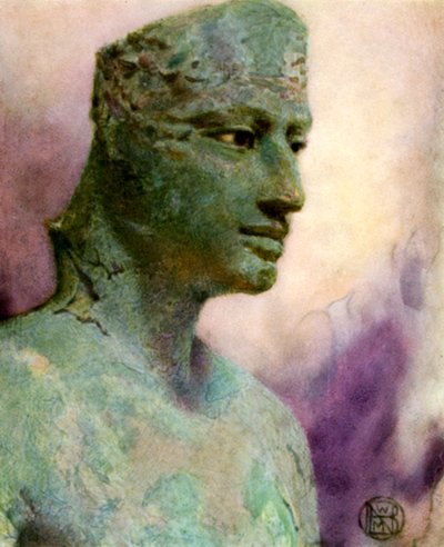 Hoofd van een bronzen standbeeld van Pepy I, Oud-Egyptische farao, 24e-23e eeuw v.Chr., 1926 door Winifred Mabel Brunton