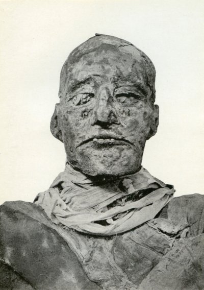 Hoofd van de mummie van Ramses III, Oude Egyptische farao van de 20e Dynastie, ca. 1156 v.Chr. 1926 door Winifred Mabel Brunton