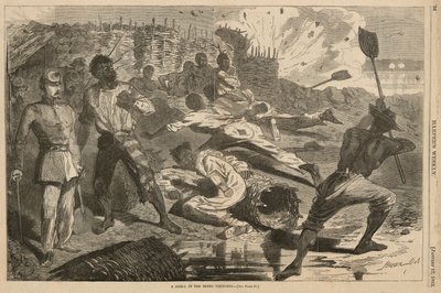 Een granaat in de loopgraven van de rebellen, uit Harper door Winslow Homer