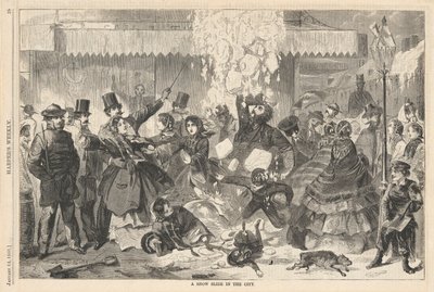 Een Sneeuwlawine in de Stad, uit Harper door Winslow Homer