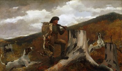 Een jager en honden door Winslow Homer