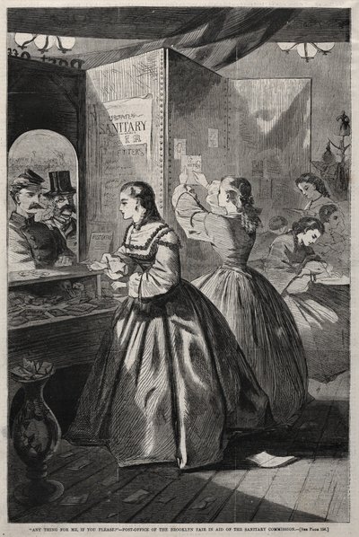 Iets voor mij, alstublieft - Postkantoor van de Brooklyn Fair ten bate van..., 1864 door Winslow Homer