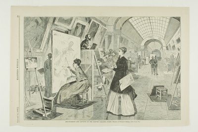 Kunststudenten en kopiisten in de Louvre Gallery, Parijs door Winslow Homer
