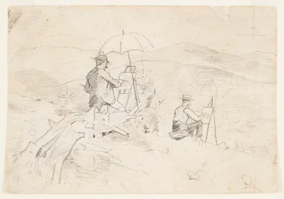 Kunstenaars schetsen in de Witte Bergen door Winslow Homer